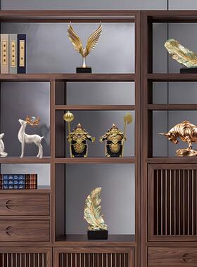 新中式老板办公室摆件轻奢高档领导高端大气书柜装饰品柜子工艺品