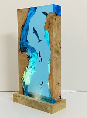 创意家居艺术摆件手工艺品海洋景观桌面氛围夜灯情侣中秋生日礼物