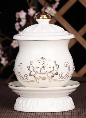 天御阁圣水杯陶瓷莲花净水杯家用供奉财神爷观音供佛水杯佛具用品