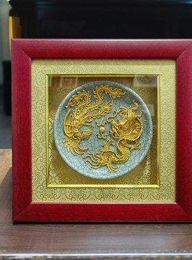 龙凤呈祥摆件厦门漆线雕中式结婚礼品送新人礼物高档定制免费刻字