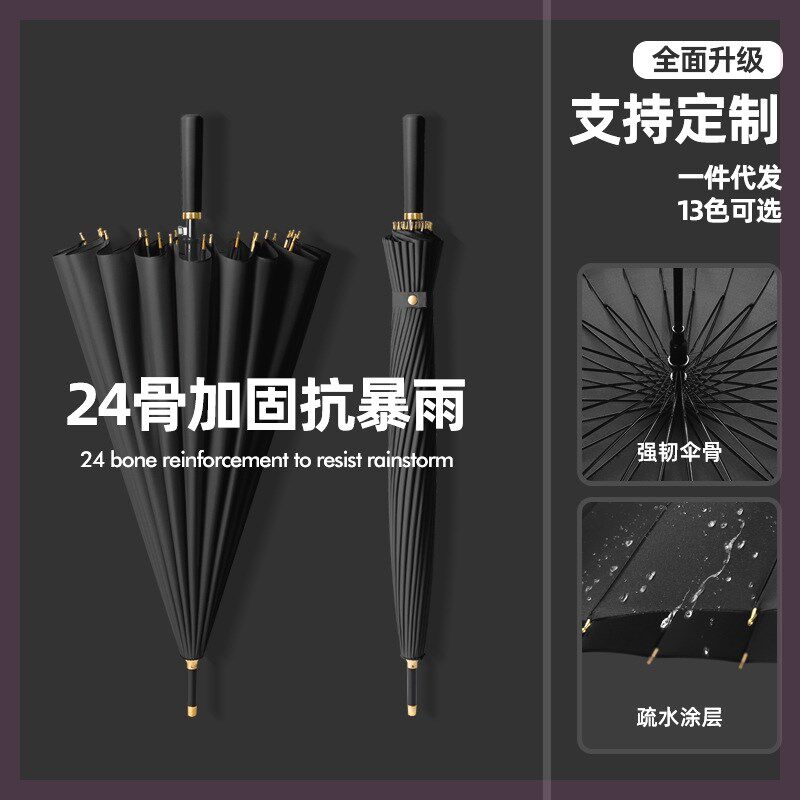 雨伞24骨自动长柄大号抗风加大固厚暴雨男士成人纤维商务直杆伞,淘宝优惠券,粉丝福利购,淘宝优惠卷
