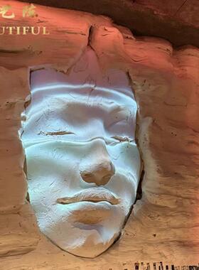 定制网红巨型艺术人脸岩石墙泡沫雕塑酒吧咖啡馆人物模型浮雕装置