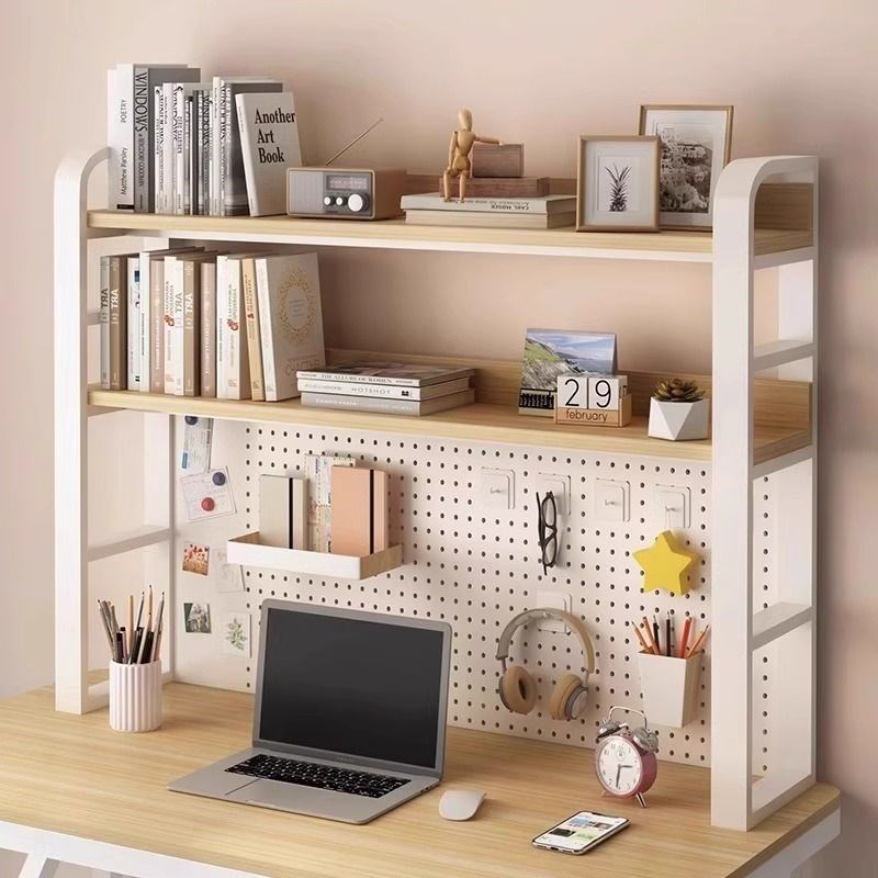 Desktop storage shelf hole board shelf desk iron art bookshelf office computer desk multi-layer storage rack organization rack