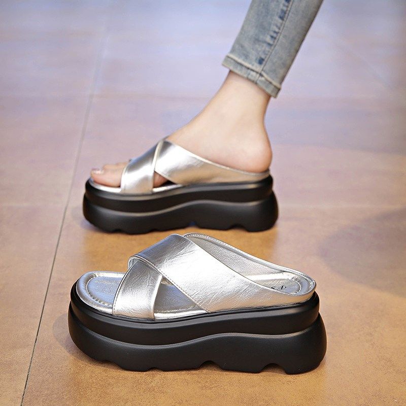 松糕凉拖鞋女夏季外穿2025新款百搭女士沙滩鞋厚底增高一字拖凉鞋,淘宝优惠券,粉丝福利购,淘宝优惠卷