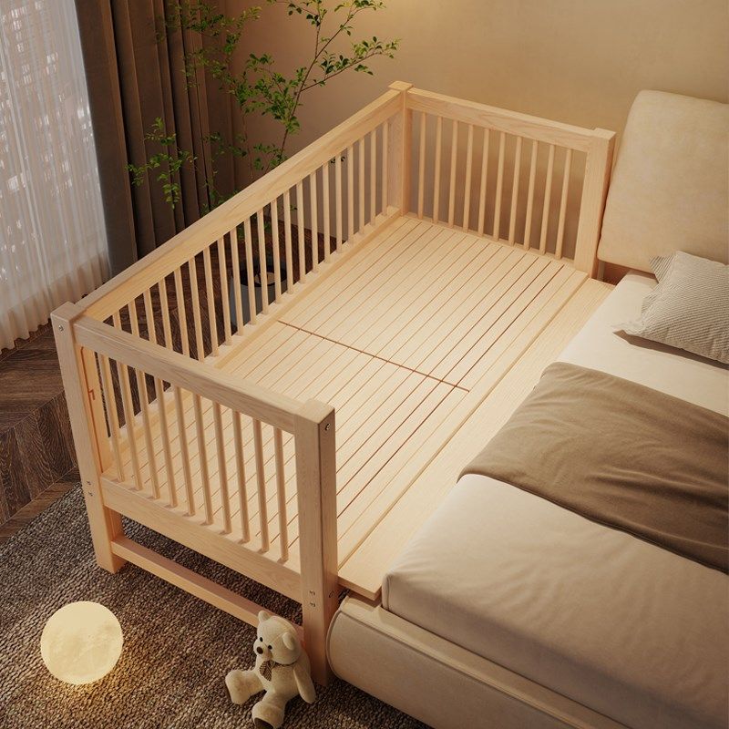 苏北鲁班定制榉木儿童床拼接大床带护栏加宽婴儿宝宝床边实木小床,淘宝优惠券,粉丝福利购,淘宝优惠卷