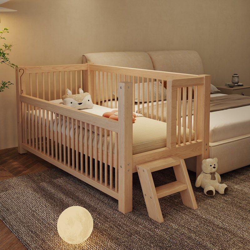 苏北鲁班定制榉木儿童床拼接大床带护栏加宽婴儿宝宝床边实木小床,淘宝优惠券,粉丝福利购,淘宝优惠卷