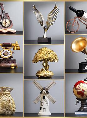 覆古怀旧小摆件留声机书柜创意家居客厅欧式轻奢酒柜装饰品