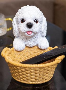 可爱泰迪玄关钥匙收纳摆件入门鞋柜家居装饰小摆设狗狗树脂工艺品