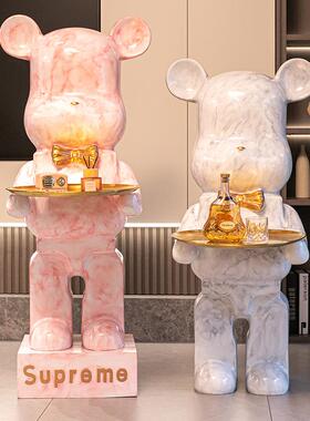 暴力熊托盘大摆件创意客厅电视柜轻奢落地摆件客厅装饰大号存钱罐