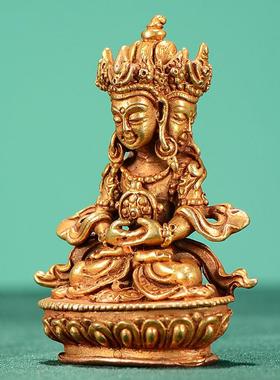 尼泊尔鎏金小铜像《释迦摩尼》《药师》《文殊菩萨》家居桌面摆件