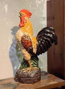 石湾公仔陶瓷生肖大公鸡手工摆件店铺客厅开业招财风水动物雄鸡