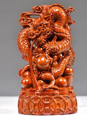 花梨木雕十二生肖摆件全套实木质鼠牛虎兔龙蛇马羊猴鸡狗猪工艺品