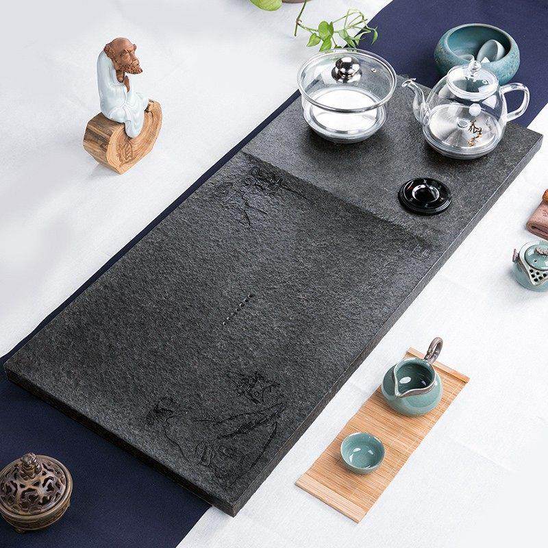 天然石茶盘整块乌金石古船木茶台家用新中式覆古功夫茶具茶托 托,淘宝优惠券,粉丝福利购,淘宝优惠卷