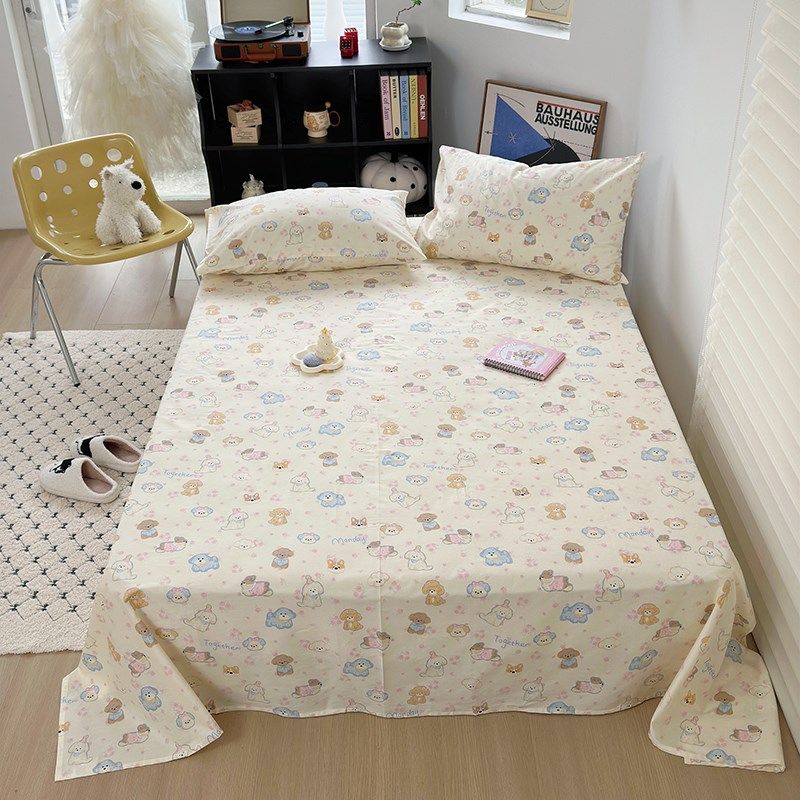 泡芙狗 精梳全棉斜纹卡通床单学生单双人儿童纯棉床笠褥垫套定做,淘宝优惠券,粉丝福利购,淘宝优惠卷
