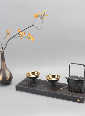 新中式茶具托盘组合摆件茶室客厅创意家居饰品样板房间茶几软装