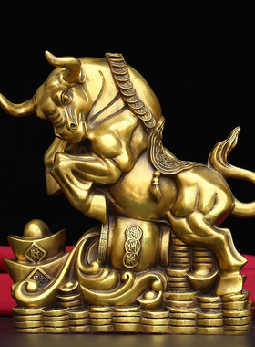 铜牛摆件旺市牛生肖牛牛转乾坤牛气冲天华尔街牛办公室桌装饰礼品