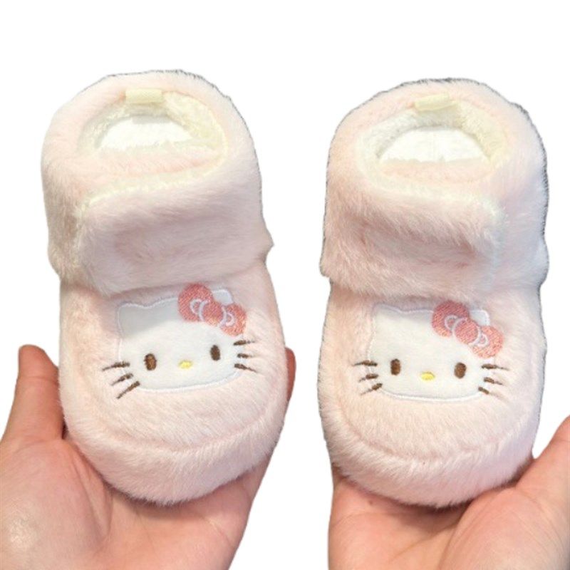 粉色小猫婴儿棉拖鞋保暖加厚地板鞋步前鞋6到12个月冬季加绒软底,淘宝优惠券,粉丝福利购,淘宝优惠卷