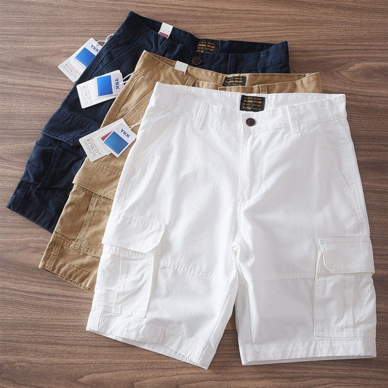 2025夏季新款美式复古水洗纯棉阿美咔叽多口袋工装短裤五分裤中裤,淘宝优惠券,粉丝福利购,淘宝优惠卷