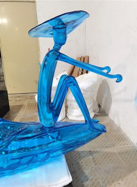 定制售楼处酒店大堂别墅软装透明树脂抽象艺术船雕塑大型落地摆件