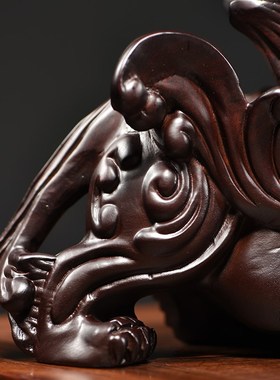 黑檀木雕貔貅摆件实木雕刻办公室桌面客厅装饰招财镇宅乔迁开业礼