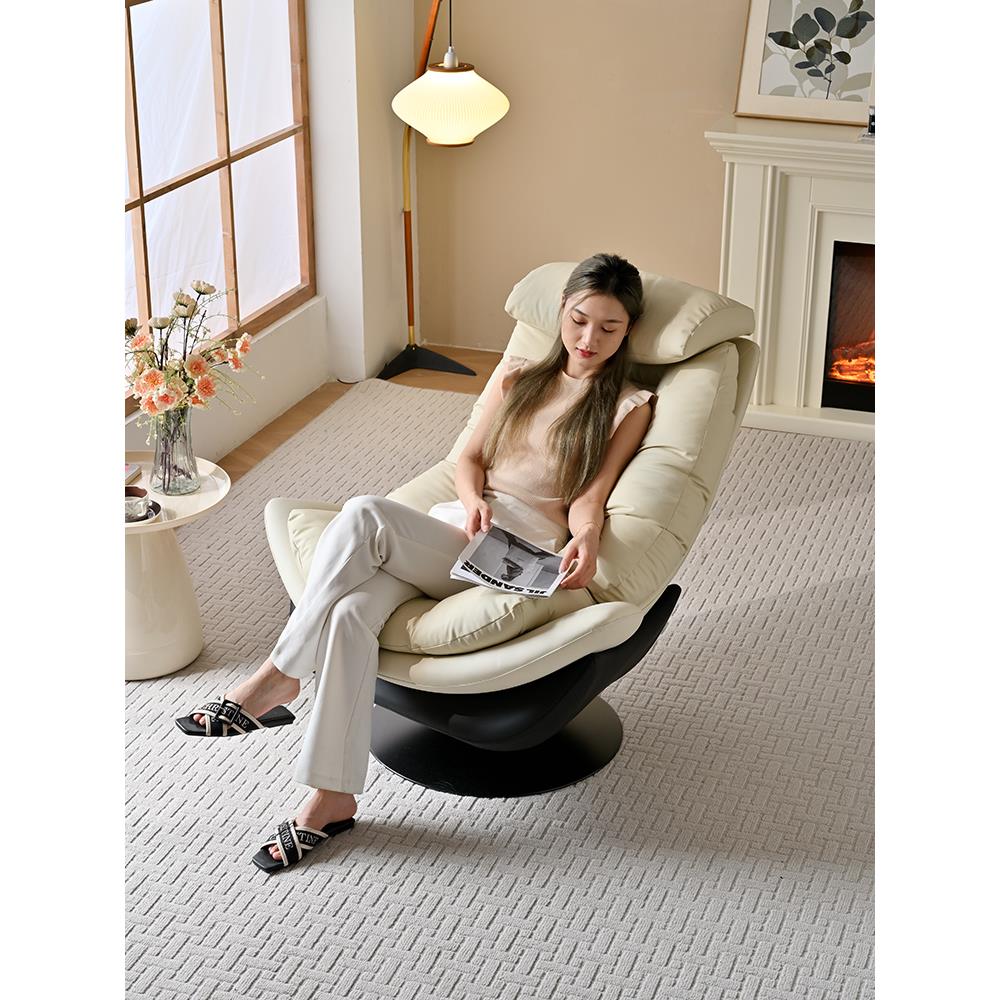 轻奢单人沙发椅可旋转设计师款休闲懒人沙发北欧客厅阳台可躺单椅 - 图1