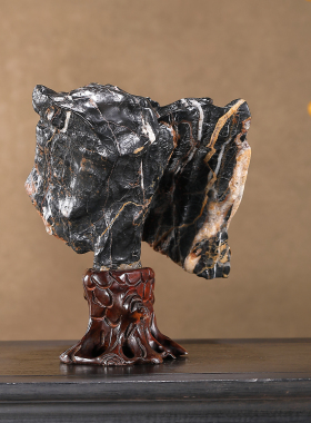 顶爷奇石原石靠山收藏灵璧石摆件