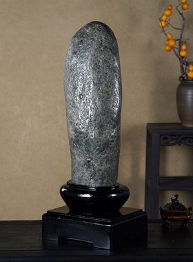 顶爷奇石原石和田玉青花籽料摆件