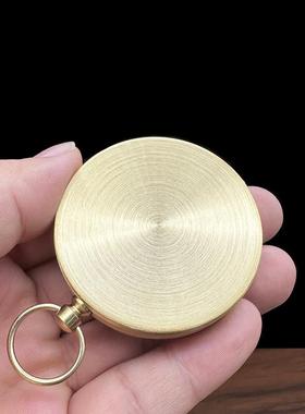 黄铜罗盘随身携带八卦指南针高精度专业三合袖珍迷你小号怀表挂件