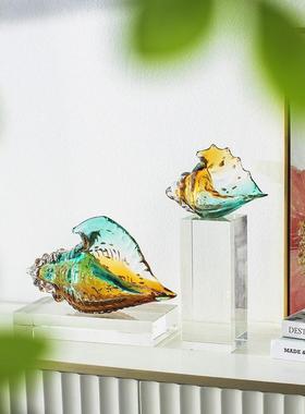 慕南无障碍豪华艺术釉面彩色海螺装饰入口电视柜酒柜家居存储装饰