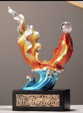 天鹅高档轻奢酒架金鱼套装摆件客厅酒柜玄关电视柜摆设家居装饰品