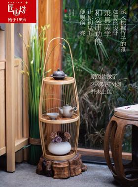 匠心坊中式禅意茶室氛围布置装饰阳台客厅侘寂风博古架艺术置物架
