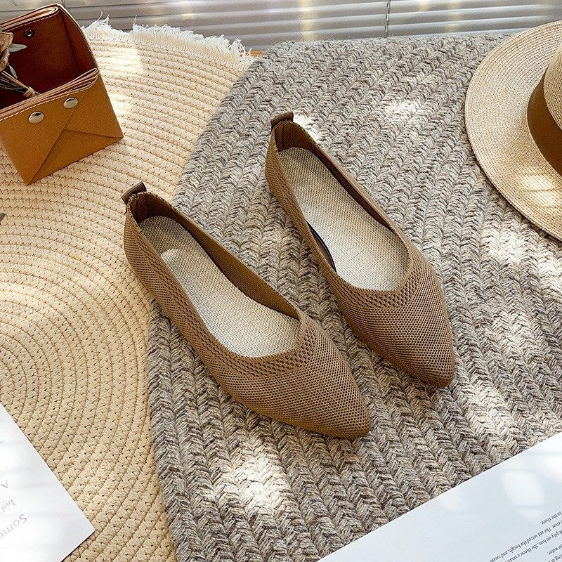 花漾小姐~气质尖头飞织镂空透气一脚蹬软底豆豆鞋女单鞋通勤瓢鞋,淘宝优惠券,粉丝福利购,淘宝优惠卷