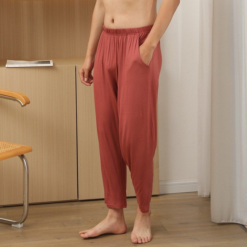 男薄款春夏加肥大码超大特大宽松高弹力竹纤维口袋居家小脚九分裤,淘宝优惠券,粉丝福利购,淘宝优惠卷