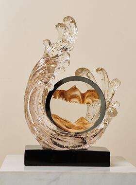 风生水起流沙画 画客厅摆件轻奢高档电视柜酒柜办公室装饰品2025