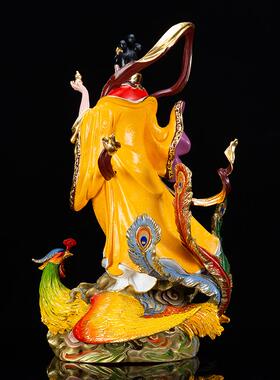 九天玄女铜像台湾纯铜彩绘九天玄女神像九天圣母道家女神摆件