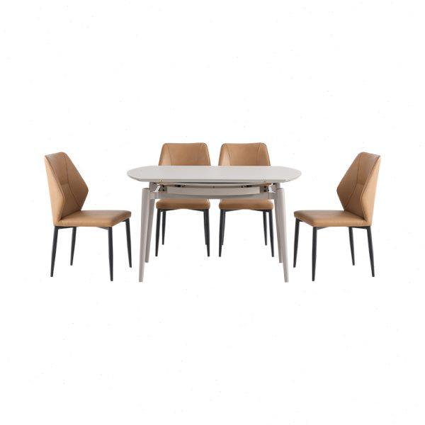 掌上明珠家居24年新款现代简约钢化玻璃折叠圆形餐桌餐椅组合,淘宝优惠券,粉丝福利购,淘宝优惠卷