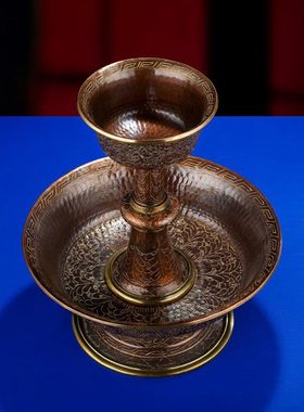 尼泊尔紫铜手工护法杯供具用品供护法杯特大号26cm