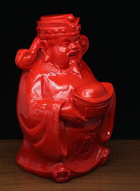 中式朱砂财神摆件明清古典武财神赵公明财神爷招财聚财风水工艺品