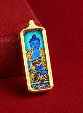 新款迷你小唐卡黄财神吊坠本命佛绿度母扎基拉姆藏式唐卡吊坠钛钢
