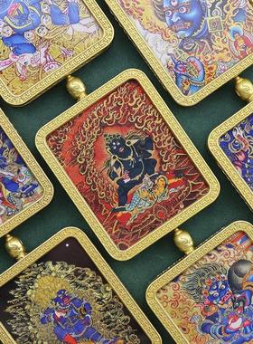 手绘描金唐卡大威德黄黑财神大黑天唐卡吊坠项链男女厂家直发
