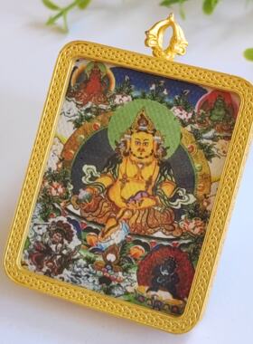 厂家五路财神布艺财宝天.王唐卡吊坠方形藏传嘎乌盒男女项链送绳