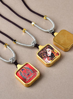 新款迷你小唐卡黄财神吊坠本命佛绿度母扎基拉姆藏式唐卡吊坠钛钢