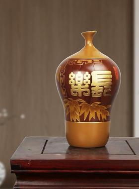 云南特色陶瓷新中国风摆件博古架入口花瓶电视柜家装工艺禅宗风格