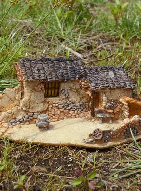 真自在怀旧老房子摆件复古小屋盆景微景观鱼缸造景装饰品微缩模型