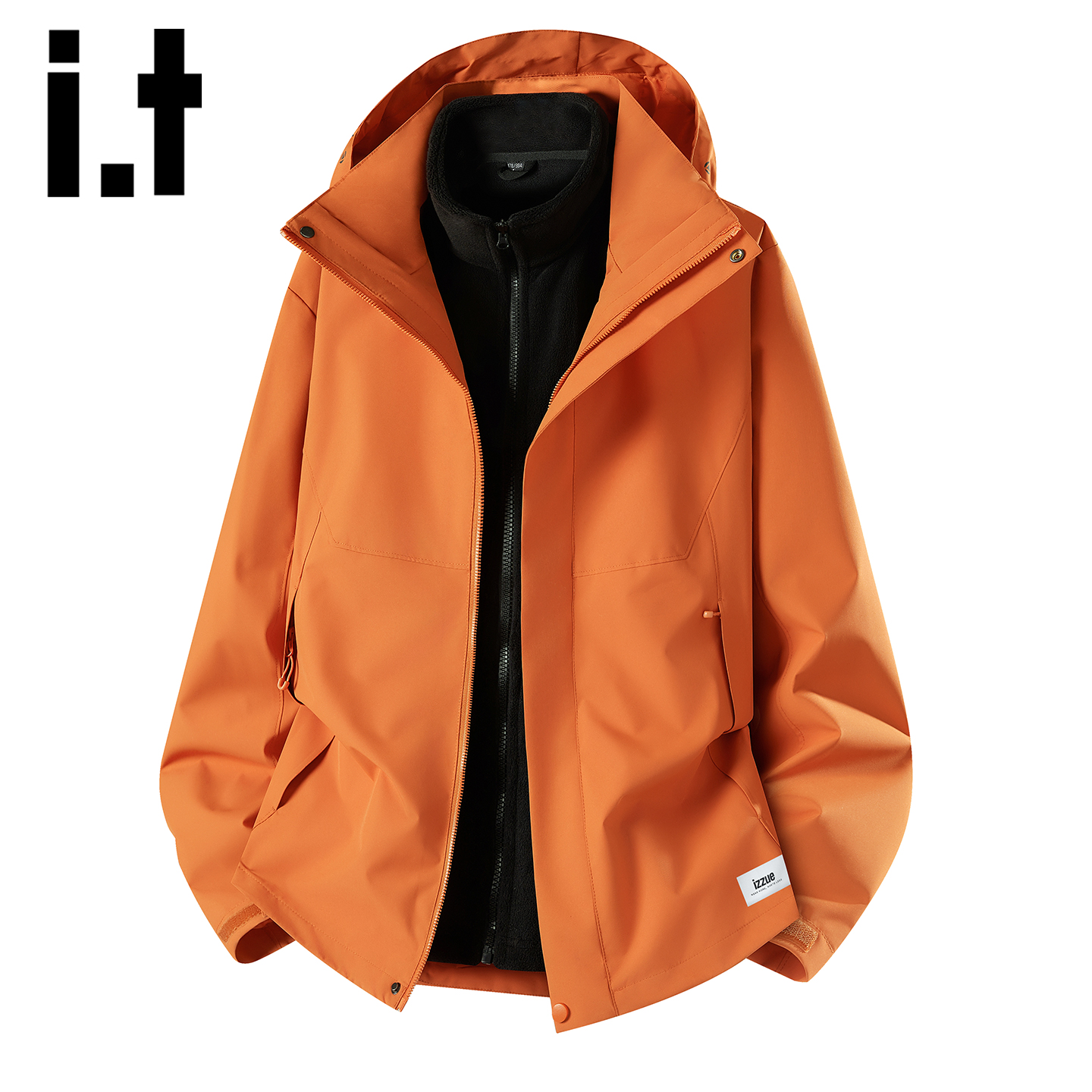 it izzue秋冬季纯色三合一防风情侣冲锋外套男女款宽松加厚夹克Y - 图3