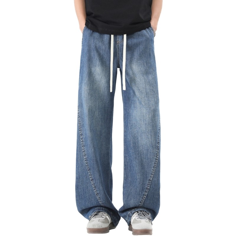 it izzue抽绳水洗牛仔裤男2026春秋美式风宽松直筒阔腿休闲长裤Y,淘宝优惠券,粉丝福利购,淘宝优惠卷