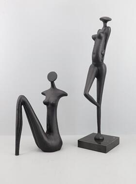 现代简约客厅电视柜茶几玄关样板房书房创意几何铸铁人物雕塑摆件