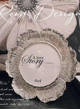 亚居良品/YaJu 轻奢风高档桌面金属玄关摆件床头相框复古单面圆形