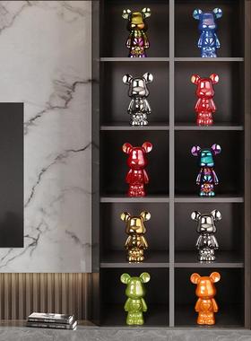 暴力熊网红潮玩摆件轻奢客厅电视柜酒柜卡通爱心熊公仔儿童房装饰