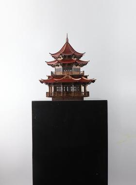 新中式古建筑八角凉亭艺术品雕塑台客厅书房办公桌软装饰品摆件